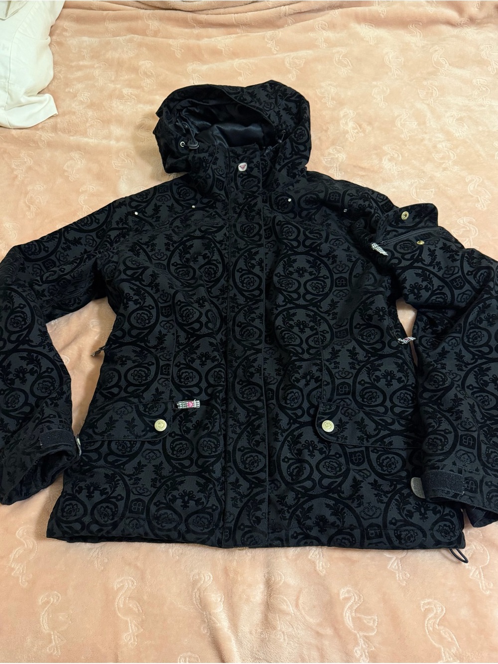 RARE Roxy Limited Edition 952809 Black Flocked Ski Snowboard Jacket M
